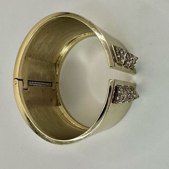 Victoria's Secret gold tone and rhinestone wide bangle bracelet - Picture 5 of 7